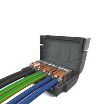 ShellBox gelio izoliacijos jungiamoji dezute IPX8 su dviem 3 krypciu Wago jungtimis 0,2-4mm2