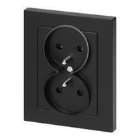 Įrankiai ir matavimo prietaisai // Įrankių, priedų naujienos // Gniazdo podwójne p/t 2x2P+Z Malta, 16A, 250V, PT-6M, czarny mat