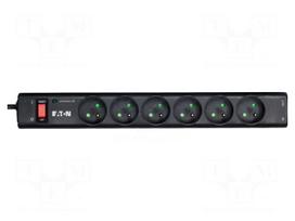 Plug socket strip: protective | Sockets: 6 | 250VAC | 10A | black | IP20