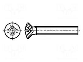 Screw | M5x12 | 0.8 | Head: countersunk | Phillips | PH2 | DIN 966A