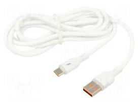 Cable | USB 2.0 | USB A plug,USB C plug | nickel plated | 1.8m | white