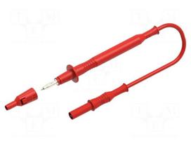 Test lead | 12A | probe tip,banana plug 4mm | Len: 1m | red | Ø: 4mm