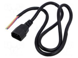 Cable | 3x1mm2 | IEC C14 male,cables | PVC | 1m | black | 10A | 250V