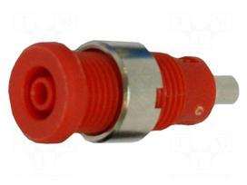Laboratory connector: 2mm banana | socket | red | insulated