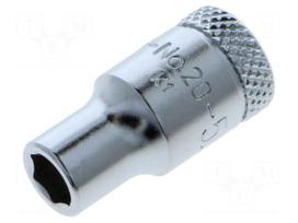 Socket: 6-angles | socket spanner | HEX 5.5mm | 1/4" | tool steel