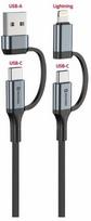 Swissten 4in1 Textile 3A Data Cable 1.5m