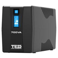 700VA 400W UPS Line Interactive – LCD ekranas – 2 išėjimai | USB-B, 2x RJ11 | Akumuliatorius 12V 7.1