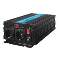 1000/2000W Grynos sinusinės bangos inverteris | 12V į 230V | 2 išėjimai + USB | Skaitmeninis ekranas