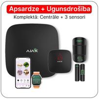 Belaidis GSM / Ethernet apsaugos signalizacijos komplektas su PRIEŠGAISRINE APSAUGA :: Juodas AJAX