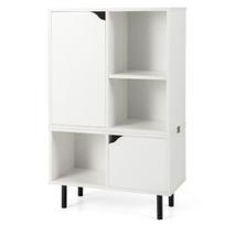 Sukraunama knygų spinta Knygų spinta su 2 durelėmis ir 5 skyriais, atskiriama reguliuojama lentyna 60 x 30 x 96,5 cm Balta