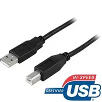 Kabelis DELTACO USB 2.0 Type A male - Type B male 3m, juodas / USB-230S