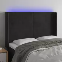 Galvūgalis su LED, juodos spalvos, 147x16x118/128cm, aksomas