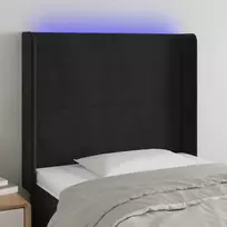 Galvūgalis su LED, juodos spalvos, 93x16x118/128cm, aksomas