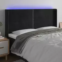 Galvūgalis su LED, juodos spalvos, 203x16x118/128cm, aksomas