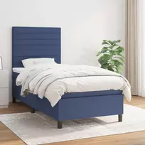 Lova su spyruoklėmis ir čiužiniu, mėlyna, 120x200 cm, audinys