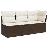 Trivietė sodo sofa，Lauko sofa su pagalvėlėmis, ruda, poliratanas CFE38149