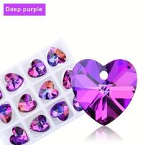 10 vnt 14mm Spalvoti 3D AB Spindintys Sintetiniai Kristaliniai Širdelės Pakabukai Rivex, Violetinė A
