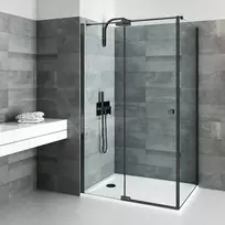 shower wall Belita, 900 mm, h=2020, juodas/transparent