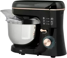 HOMCOM Maisto procesorius Minkymo mašina 5,5 l Nerūdijančio plieno dubuo 1400 W 6+P greitis Tešlos maišytuvas su tešlos kabliu, tešlos kabliu, plaktuvu, apsauga nuo purslų, tešlos grandikliu ir kiaušinių atskirtuvu Juoda