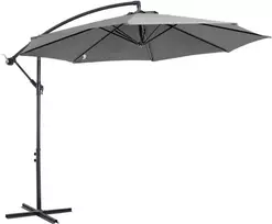 Outsunny Skėčio su alkūne skėtis su plieniniu rėmu ir poliesterio audiniu, pilkos spalvos, Ø2,95x2,45 m