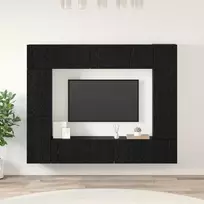 TV staliukas TV spintelių komplektas 8 pcs Juodas ąžuolas Apdirbta mediena