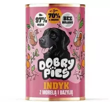 Dobry Pies Šunų Maistas - DOBRY šunims Kalakutiena su Abrikosais ir Baziliku Drėgnas Maistas 400g