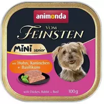 Šunų maistas - Animonda Vom Feinsten Senior Mini vištiena triušiena Basil 100g