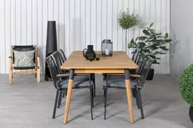 Lauko baldų komplektas Venture Design Valgomojo stalas ir kėdžių komplektas Julian 210x100 cm Juoda Akacija