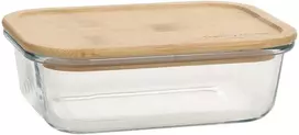 Home4You Bamboo Dubuo BOXY 17x12,6xH5,3cm 640ml, stiklinis, bambukas