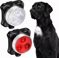LED žibintuvėliai su klipsu šuns antkakliui ir dviračiui, rinkinys (priekis ir galas, baltas ir raudonas)