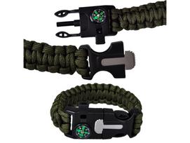 SURVIVAL BRANCHLET 5in1 PARACORD COMPASS žalias