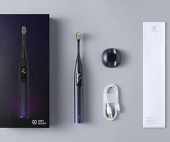 Elektrinis dantų šepetėlis Oclean X Pro, tamsiai violetinis + Oclean P1K1 antgaliai (2 vnt.) + UNB laikiklis 1 šepetėliui (juodas)