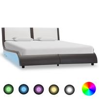 vidaXL Lovos rėmas su LED šviesa, be čiužinio, pilkos ir baltos spalvos, 120x190 cm