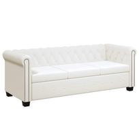 vidaXL Chesterfield trivietė sofa, dirbtinė oda, balta