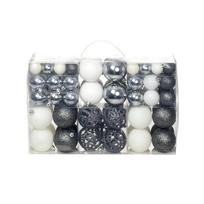 vidaXL Eglutės žaisliukų rinkinys 100vnt 3/4/6cm baltos/pilkos spalvos