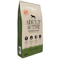 vidaXL Sausas maistas šunims, Adult Active Chicken & Fish, 15kg