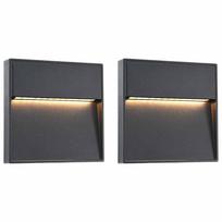 vidaXL Sieniniai LED lauko šviestuvai, 2vnt., juodi, 3W, kvadratiniai
