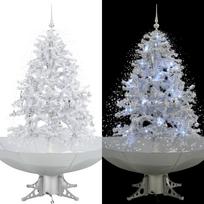 vidaXL Kalėdų eglutė su sniego fun. ir skėč. form. pagr., balta, 140cm