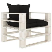 vidaXL Sodo sofa iš palečių su juodos spalvos pagalvėmis, mediena