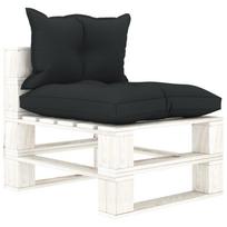 vidaXL Vidurinė sodo sofa iš palečių su antracito pagalvėmis, mediena