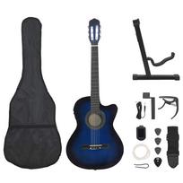 vidaXL Gitaros rinkinys su ekvalaizeriu, 12 dalių, mėlynas, 6 stygos