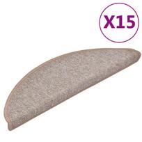 vidaXL Laiptų kilimėliai, 15 vnt., 56x17x3 cm, šviesiai rudi, pusapvaliai