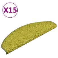 vidaXL Laiptų kilimėliai, 15 vnt., 65x21x4 cm, žali, pusapvaliai, dideli