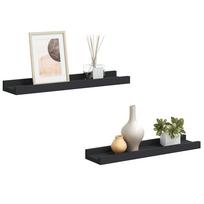 vidaXL Lentynos nuotraukų rėmeliams, 2vnt., juodos, 40x9x3cm, MDF