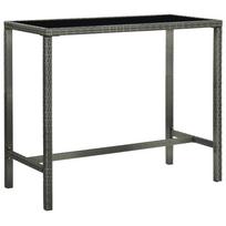 vidaXL Sodo baro stalas, pilkas, 130x60x110cm, poliratanas ir stiklas