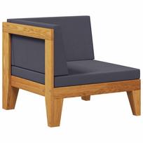 vidaXL Modulinė kampinė sofa su tamsiai pilkomis pagalvėlėmis, akacija