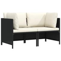 vidaXL Dvivietė sodo sofa su pagalvėlėmis, juodos spalvos, poliratanas