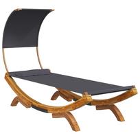 vidaXL Lauko gultas su stogeliu, antracito, 100x200x126cm, mediena