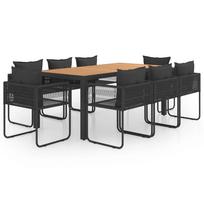 vidaXL Sodo valgomojo komplektas, 9 dalių, juodas/rudas, PVC ratanas