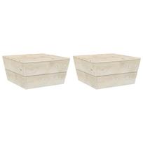 vidaXL Sodo staliukai, 2vnt., 60x60x30cm, impregnuota eglės mediena